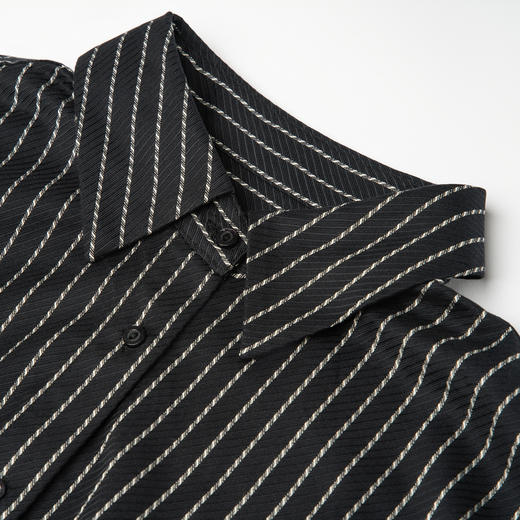 谜底条纹衬衫长袖女2025秋新款设计感通勤百搭宽松衬衣257MC7825 商品图3