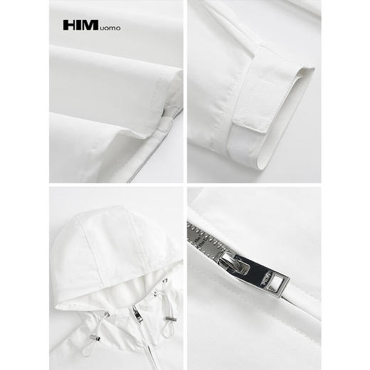 HIM漢崇 潮流字母绣花章连帽夹克简约白色休闲长袖外套 2025秋季 商品图3