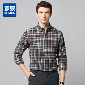 【全棉】罗蒙秋冬格纹衬衫男士厚款保暖舒适柔软通勤百搭长袖衬衣