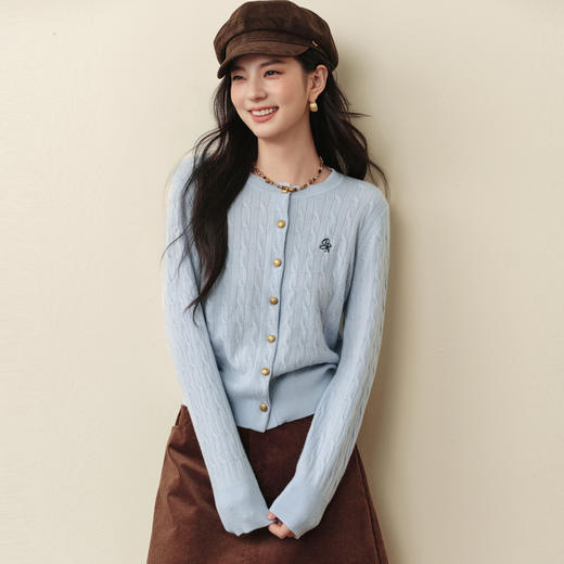 【严选】【孟子义同款】诗凡黎春秋刺绣绞花针织开衫7G8332821 商品图4