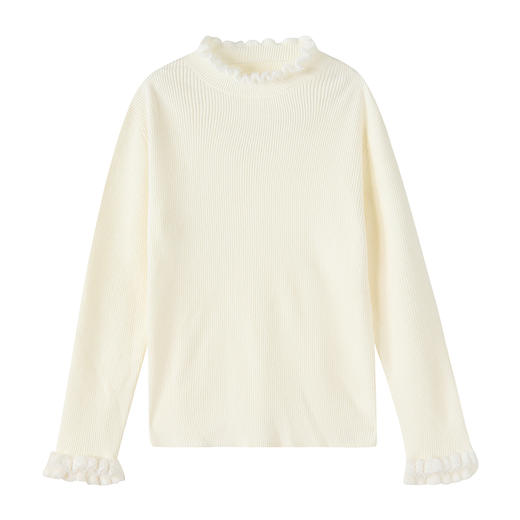 笛莎Deesha 童装女童毛衣2025冬新款女童木耳边拼接罗纹修身打底毛衣 商品图4