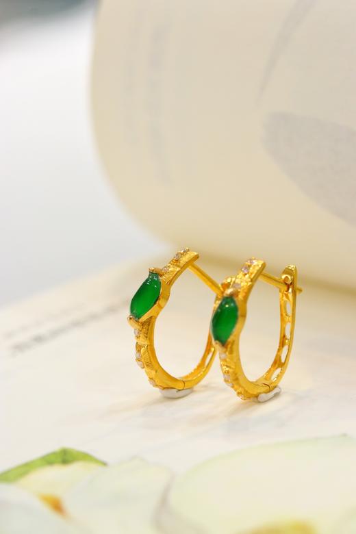 叶子翡翠耳扣 商品图2