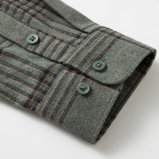 【含羊毛】罗蒙秋冬长袖格子衬衫男士磨毛厚实保暖舒适柔软百搭通勤休闲棉质衬衣 商品图5