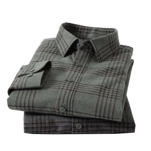 【含羊毛】罗蒙秋冬长袖格子衬衫男士磨毛厚实保暖舒适柔软百搭通勤休闲棉质衬衣 商品图9