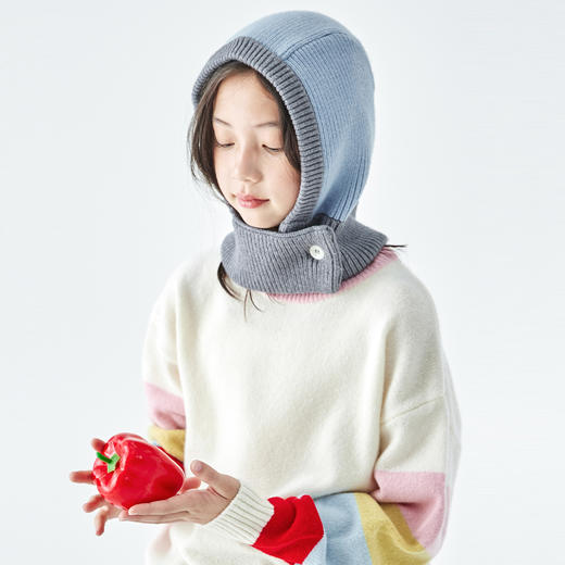棵初2025年秋冬季新款亲子中大女童围脖一体针织帽亲肤柔软高弹帽 商品图1