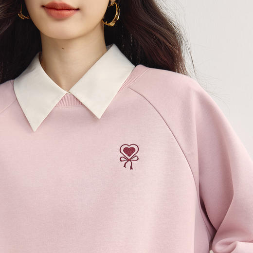 【周末秒杀】熙世界插肩袖圆领卫衣女2025年秋季新款美式慵懒休闲宽松套头上衣 商品图4