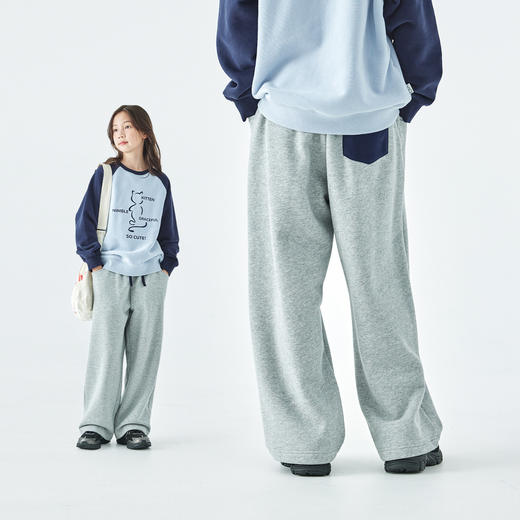 棵初25年秋冬季新款亲子中大女童内里拉绒保暖卫裤经典宽松休闲裤 商品图2