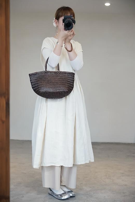 Gauze 松弛感落肩袖连衣裙(后背有绑绳) 商品图0