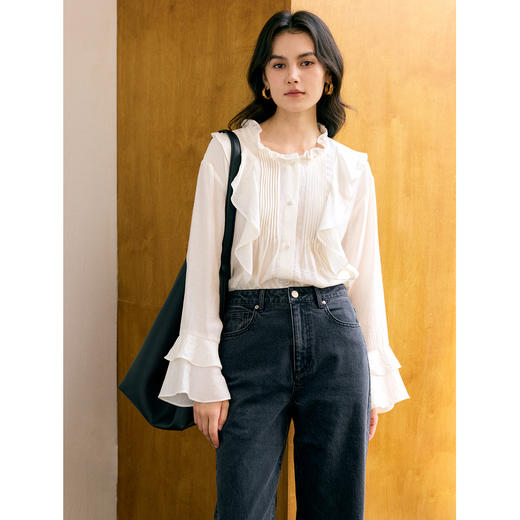 HeyDress荷叶边浪漫法式衬衫 商品图0