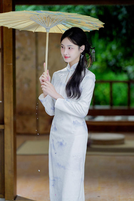 逸红颜明月优选#精致手工钉珠旗袍『山水纪』提花料山水印花针织旗袍，行走的山水画~ 商品图13