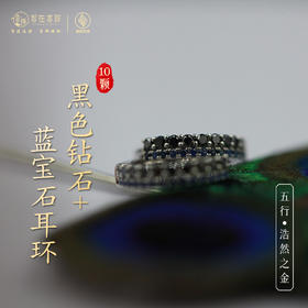 【浩然之金】十颗黑色钻石➕蓝宝石耳环