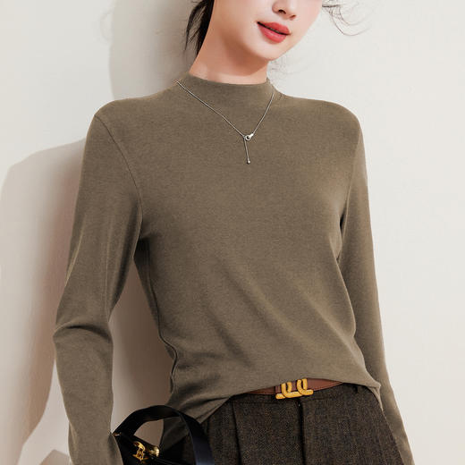 「自j」全新升级【铂金会员109/天猫149/差价40】(40014)洛诗琳新款半高领打底衫2025秋季显瘦半高领弹力打底上衣女 商品图1