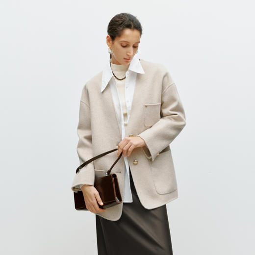 【商场同款】麦檬冬绵羊毛桑蚕丝大衣5FA171181 商品图0