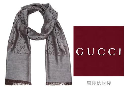 GUCCI/古驰围巾男女中性双G印花羊毛围巾双面165904 3G646 商品图5