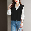 馥迦V领叠穿针织马甲 商品缩略图4