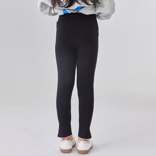 笛莎Deesha 2025秋季新款女童基础甜美花边磨毛打底裤 商品图2