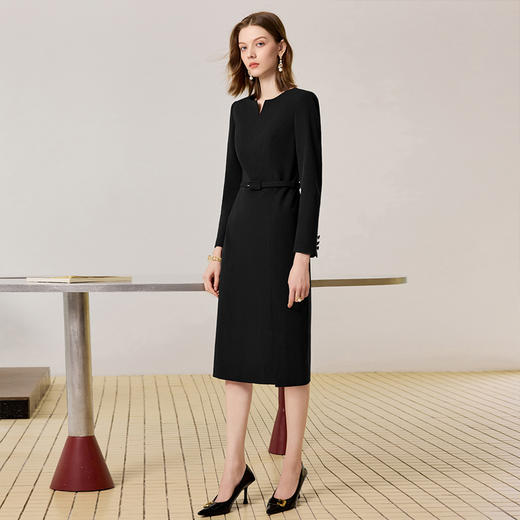 IWY/高级感黑色正式场合优雅连衣裙女气质干练职业西装裙工作服J25Q232-B 商品图2