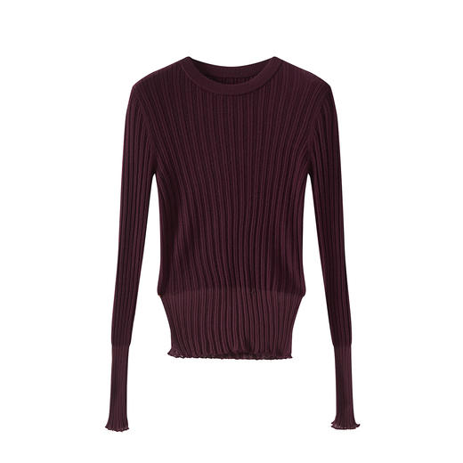 「高货wl」全新升级【铂金会员183/天猫239/差价56】(54950)洛诗琳设计感网纱拼接针织衫2025秋季女人味坑条打底上衣 商品图4