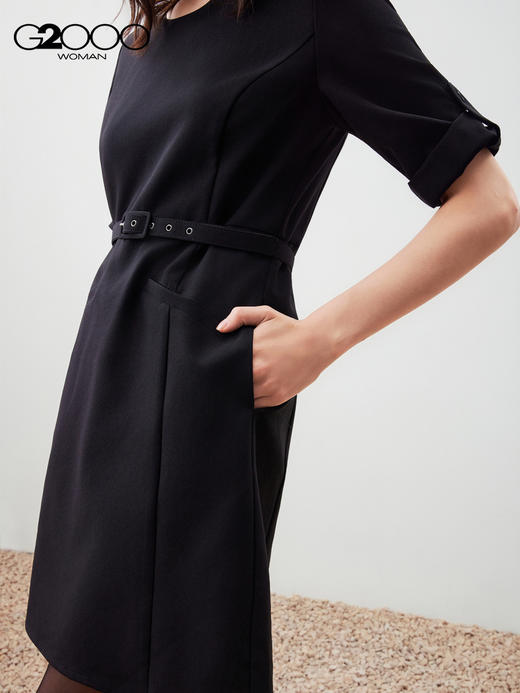 G2000【配送腰带/三防科技/商场新款】女装FW25优雅气质A字连衣裙56231242 商品图2
