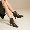 千百度细高跟羊皮靴女冬季寻款踝靴时尚尖头显瘦短靴时装靴A25590605 商品缩略图4