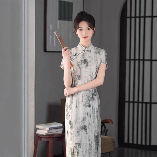 新中式复古名媛，印花连衣裙改良版旗袍GSJ9355 商品图2
