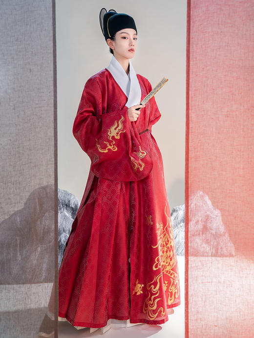 【谷雨】明制汉服男女正品原创直领道袍中国风琵琶袖秋冬 商品图1