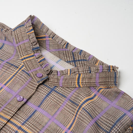 谜底格纹衬衫长袖女2025秋季新款复古通勤亲肤舒适衬衣257MC7848 商品图3