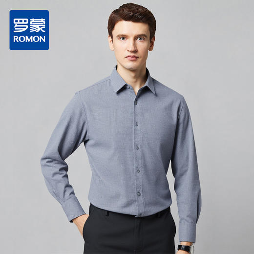 【含绵羊毛】罗蒙秋冬长袖衬衫男士双面磨毛厚款休闲百搭商务通勤长袖衬衣 商品图0