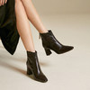 【静音系列】千百度粗高跟羊皮靴女短靴子加绒时装靴A25577249 商品缩略图1