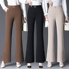 2025春季新款微喇休闲裤女松紧腰高腰气质中年妈妈喇叭裤