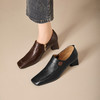 【预售5天】羊皮粗跟单鞋女秋新款真皮复古百搭高跟方头深口软皮时尚女鞋MBJR&6967 商品缩略图3