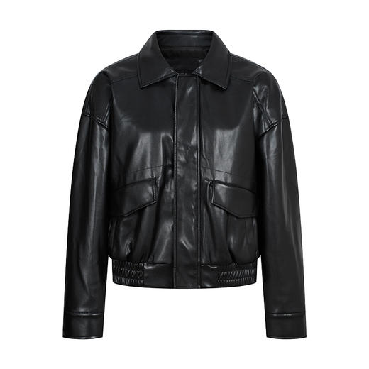 HeyDress翻领蛋白PU宽松夹克 商品图4