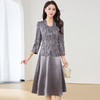 QYM 25Y803-Y妈妈装两件套连衣裙印花西装外套+中长款连衣裙套装 商品缩略图0