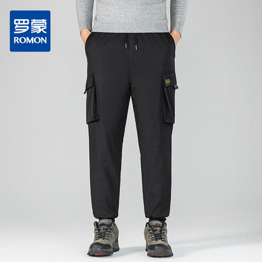 【鸭绒裤】罗蒙冬季男士休闲羽绒裤系带松紧腰设计时尚百搭通勤裤子直筒保暖户外 商品图0
