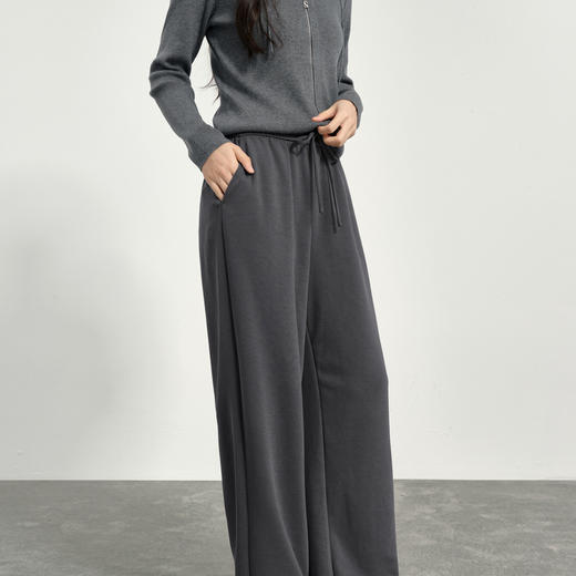 【商场同款】诗凡黎灰色松紧腰直筒休闲长裤2025春新款3G1150181 商品图0