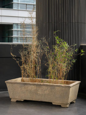 清	石雕长方赏盆