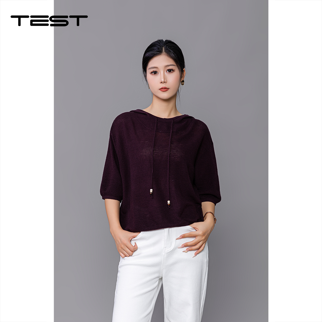 秋上新简约柔软通勤风五分袖针织衫1253093