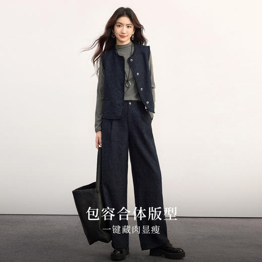 【08/27新品】熙世界老钱小香风套装女2025秋季新款高级感流苏马甲直筒裤两件套 商品图1