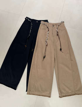 【门店同款】ENJOY秋季编织丝巾腰绳休闲裤 165143131
