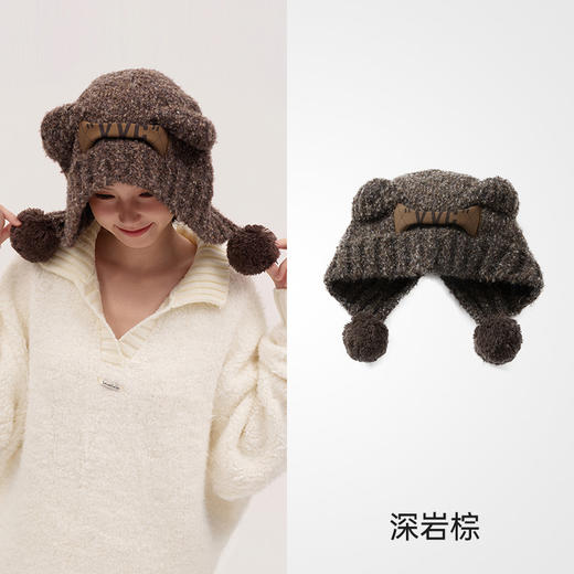 【成毅同款】VVC帽子女秋冬可爱小熊耳朵针织帽保暖显脸小毛线帽冬季防寒头套 商品图12