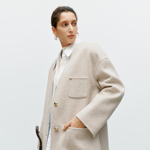 【商场同款】麦檬冬绵羊毛桑蚕丝大衣5FA171181 商品图3