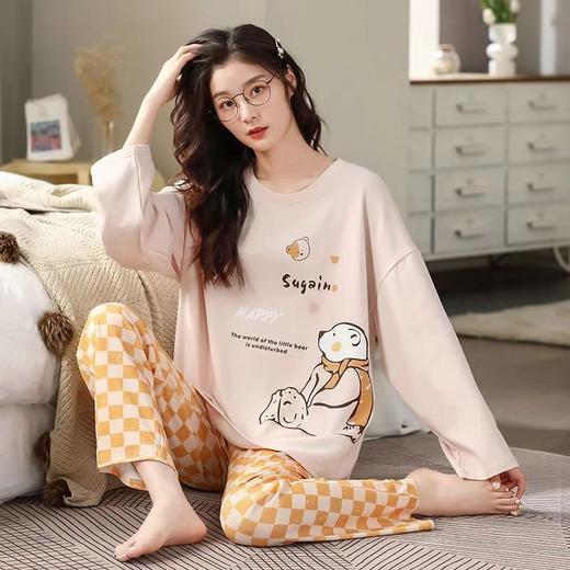 【亲肤透气！外穿不尴尬】居家慵懒感，新款春秋季睡衣套头女睡衣学生宿舍宽松休闲女士家居服套装。ra 商品图6