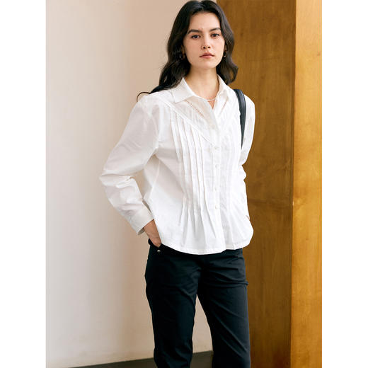 HeyDress塔克褶拼接法式衬衫 商品图0