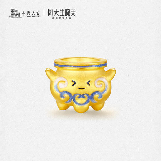 【新品折扣】周大生腕美系列黄金青花葫芦转运珠女硬金国家宝藏系列金饭碗荧光珐琅手链 商品图11