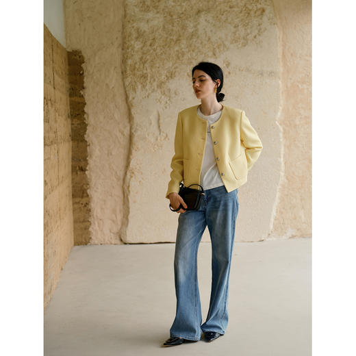 HeyDress圆领粗花呢正肩外套 商品图1