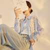 SS N6098时髦轻国风拼接衬衫休闲宽松立领上衣 商品缩略图0
