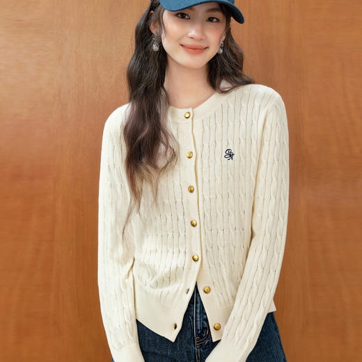 【严选】【孟子义同款】诗凡黎春秋刺绣绞花针织开衫7G8332821 商品图0