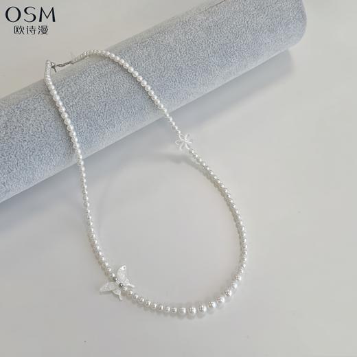 欧诗漫蝴蝶珍珠项链 淡水珍珠 925银扣  带延长链 设计款 商品图0