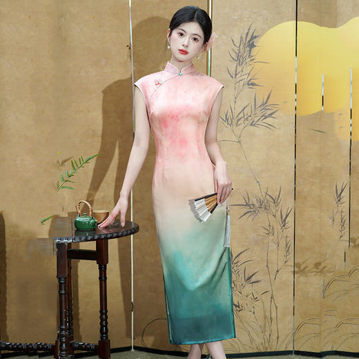 渐变色新中式旗袍改良年轻款修身礼服夏季SC21438 商品图4