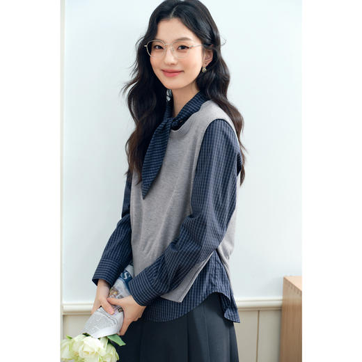 【商场同款】【时髦搭子】诗凡黎撞色条纹两件套针织衫2025春新款女3G2130361 商品图2